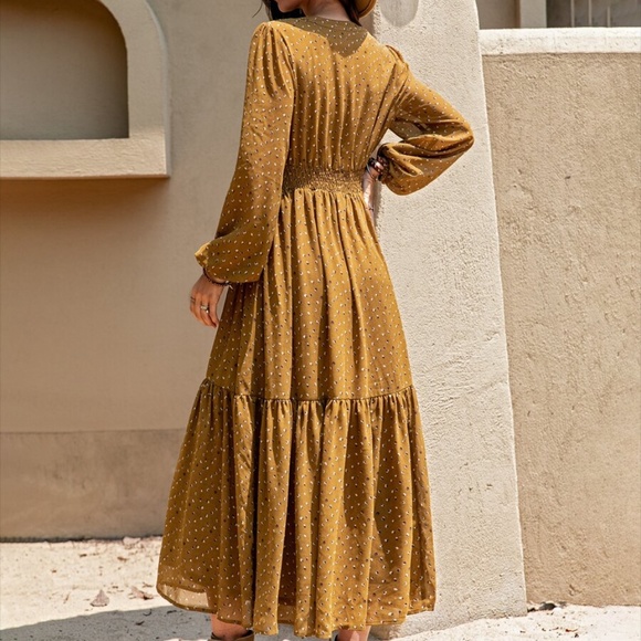 Boho Embroidered Floral Polka Dot Ruffle Dress - Picture 11 of 15